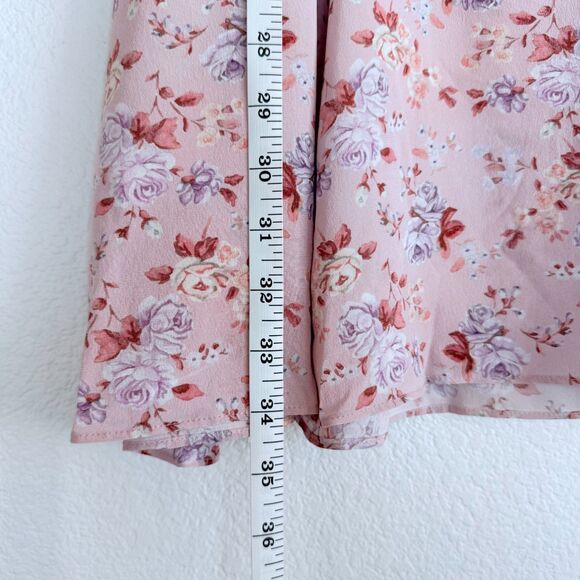 NWT LoveShackFancy Juree Floral Silk 3/4 Sleeve VNeck Mini Dress Pink Dust Storm - Picture 14 of 16